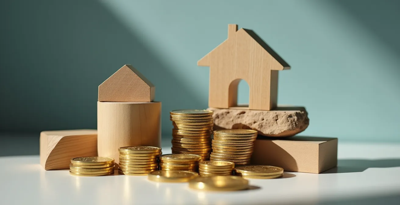 Symbolische compositie van verschillende investeringsmaterialen in harmonieus evenwicht