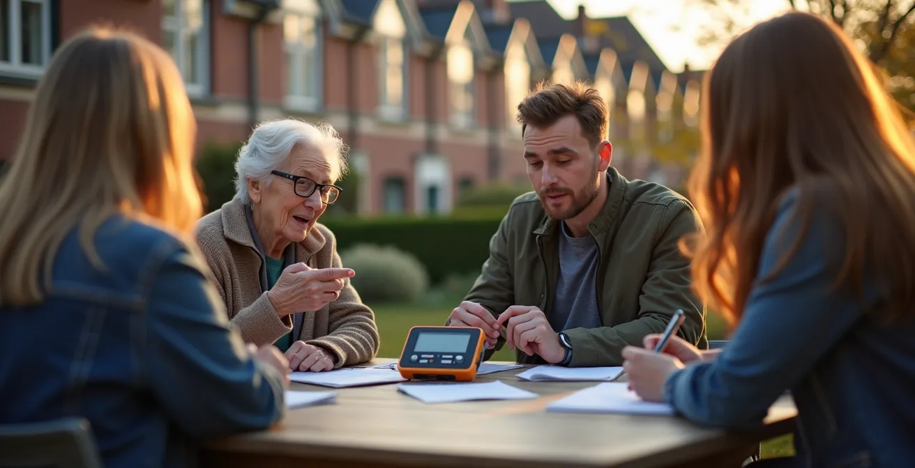 Overlegmoment tussen kermisorganisatoren en buurtbewoners met geluidsmeter
