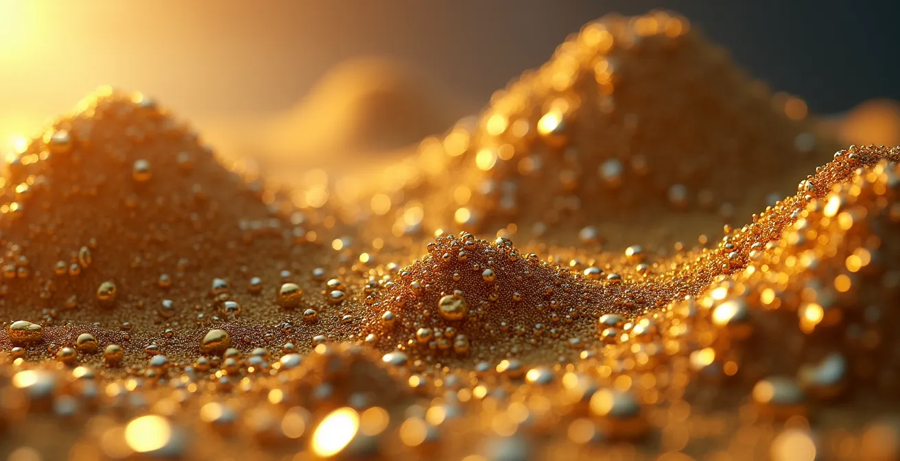 Close-up van gerecycleerde metalen uit smartphones in de Umicore-fabriek